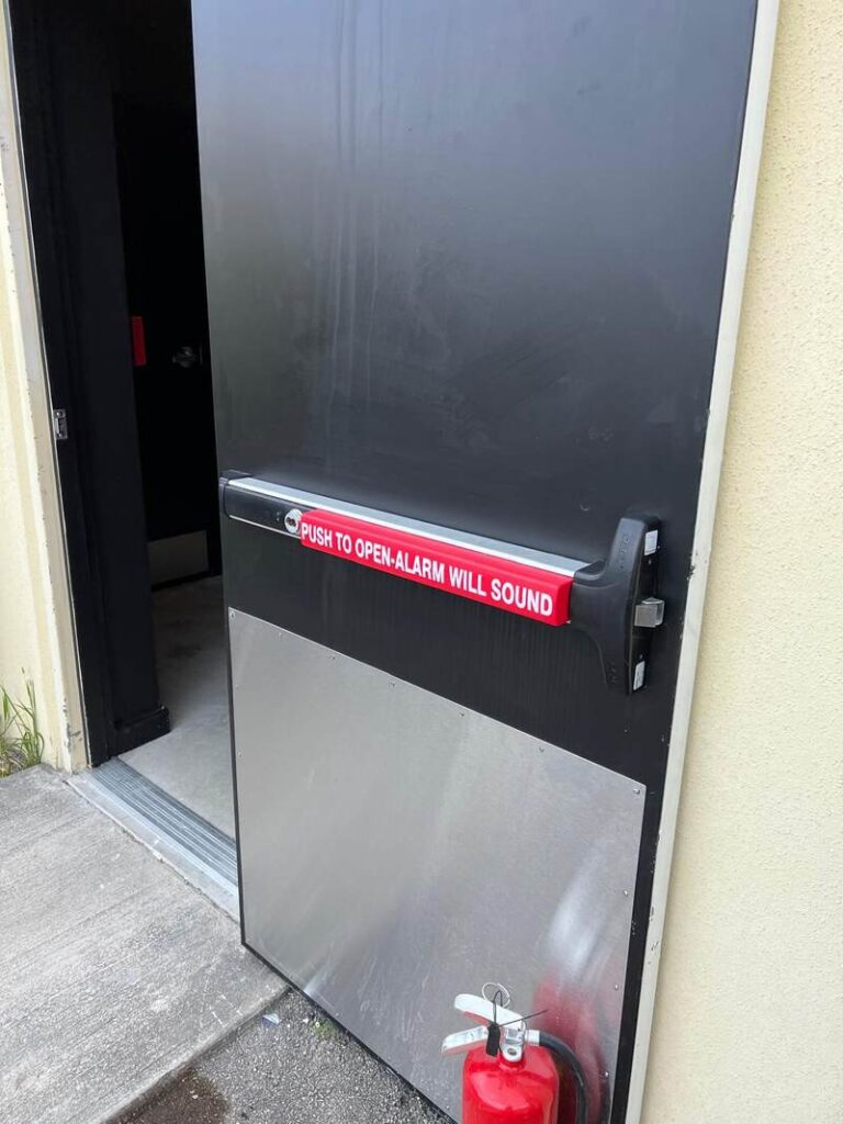 Commercial Exit Device lock installed for restaurant