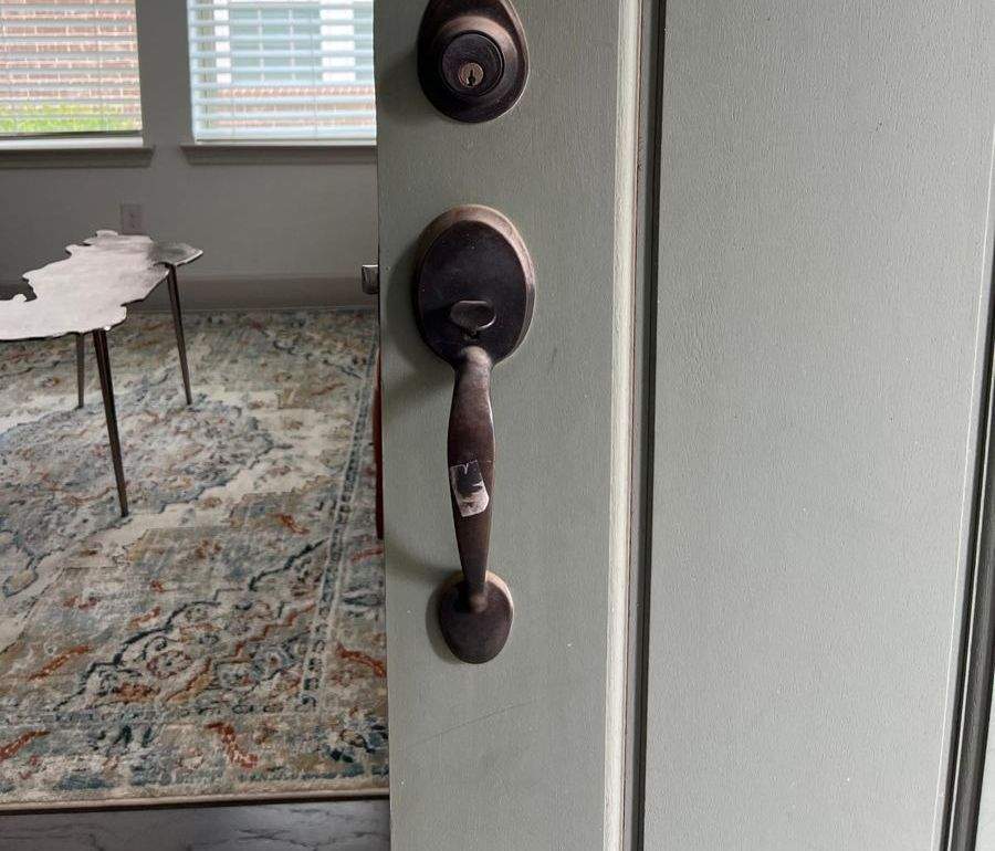 Front door deadbolt after a house lockout service in Frisco TX