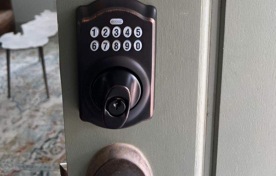 Keypad smart lock installed on a front door in Frisco TX